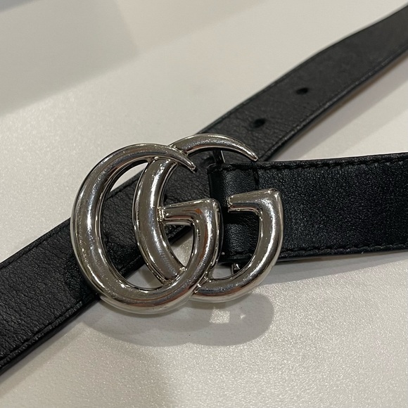 Gucci Silver GG Marmont Belt - Kids Large; fits 23-27” waist - Picture 6 of 10